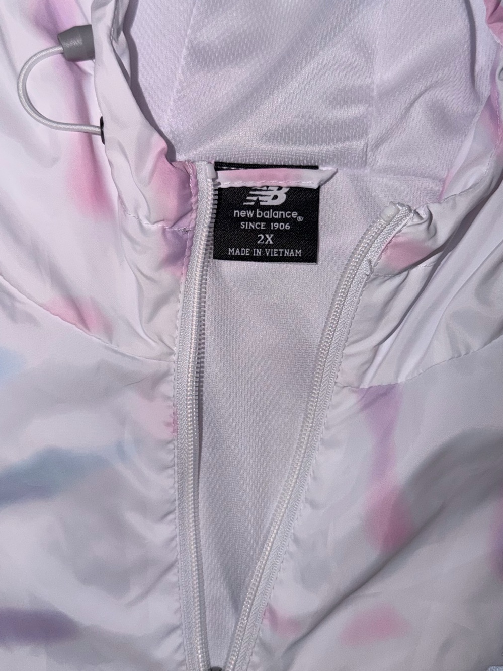 New Balance White & Pastel Hooded Jacket - 2X - Picture 8 of 9
